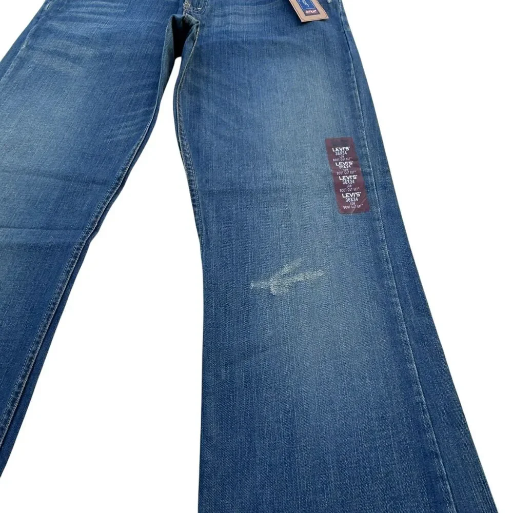 Vintage Y2K Levi’s 527 Jeans Mens 36x34 NWT Low Boot Cut Distressed Denim Baggy